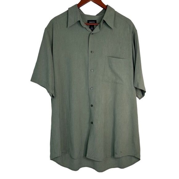 Claiborne Men’s 100% Silk Sage Green Button Front Top Size XL Casual Minimalist - Picture 1 of 10